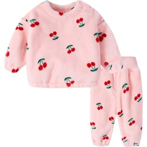 2021 New Pink Baby Girl Cothes Girls Clothing Sets Winter Sleepwear Pajama Sets Children Pajama Christmas Pajamas For Children