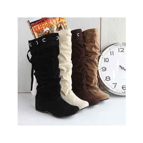 Fashion New Womens Ladies Shoes Casual Snow Boot Suede Boho Fringe Calf Boots Shoes Flat Heel Boots Lady Winter Boots