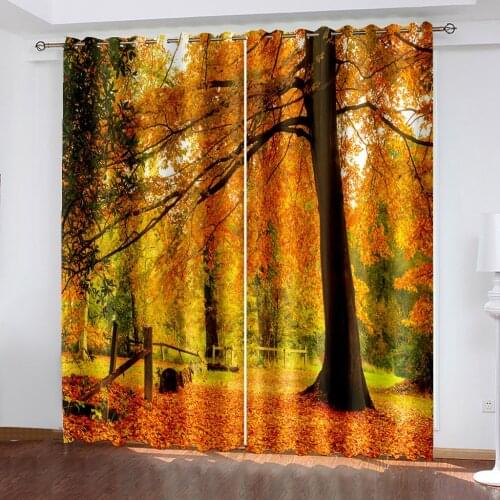 Autumn Deciduous Scenery 3D Printing Adult Bedroom Curtain Living Room Curtain Shade Fabric Custom Hook Decorative Curtain