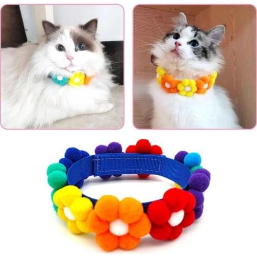 Multicolor Flower Pet Collar Adjustable Creative Polyester Fashion Kitten Collar Dog Collar Cats Necklace Scarf Pet Accessories