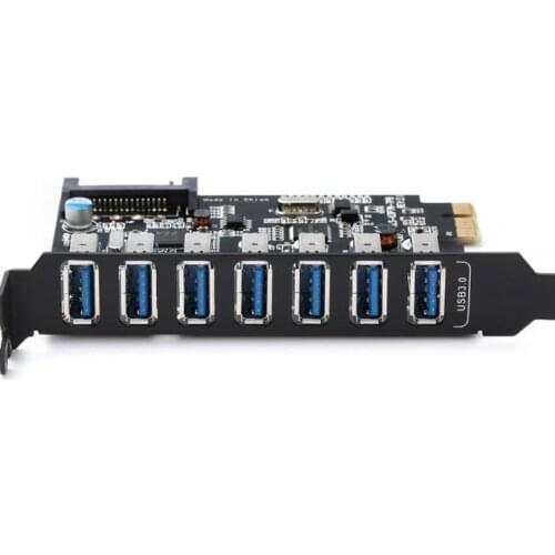 PCIE 7 Ports USB3.0 Hub Express Card Expansion Card by PCI-Express Adapter Support Win10