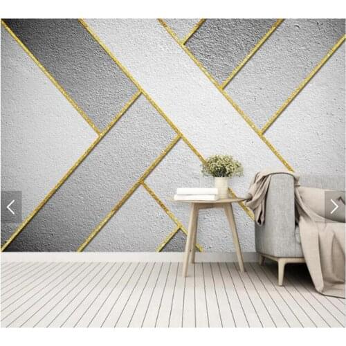 Custom papel de parede 3D, minimalist gold lines abstract geometric murals for living room bedroom sofa background wall