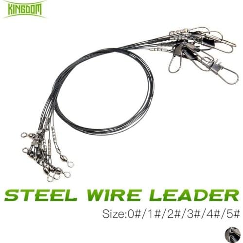 Kingdom Anti Bite Steel Fishing Line 15-30cm Steel Wire Leader With Swivels Duo-Lock Snap Fishing Accessories Fishing Wire