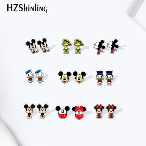 Mickey minnie Duck Cartoon Acrylic Stud Earrings Cartoon Resin Epoxy Jewelry for girls