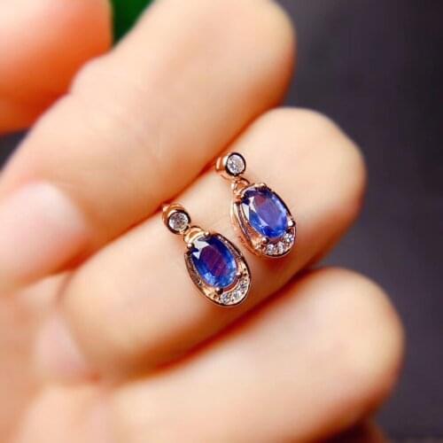 Natural And Real Sapphire Earring 925 sterling silver Fine jewelry For men women