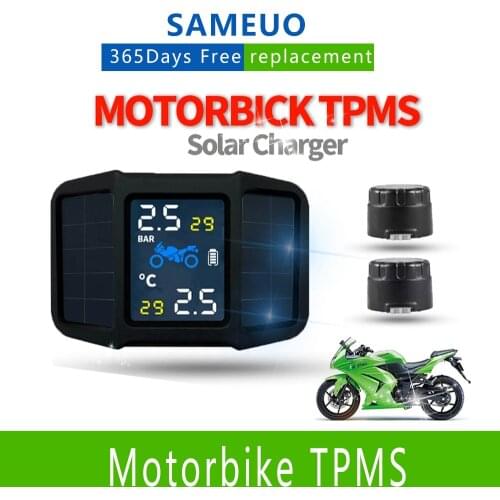 SAMEUO Motorbike TPMS Tire Pressure Monitor solar Power Alarm Motorcycle Tire Pressure Monitoring System