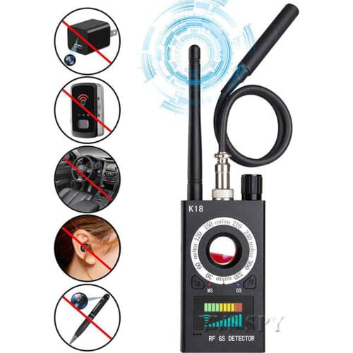 Anti Hidden Camera RF Signal Detector Anti Spy Wireless Cam K18 Scanner GSM Audio GPS Bug GSM Device Finder with Leather Bag