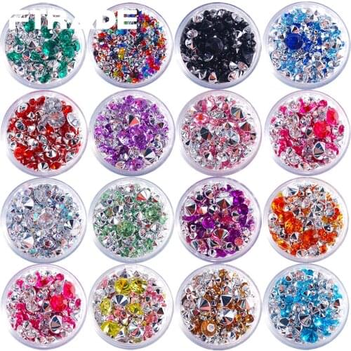 3g/Box Mix Sizes Acrylic material Pointback Crystal Rhinestones 15 models optional Manicure DIY decoration Nails tools