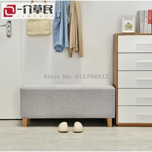 Storage sofa stool long stool storage stool fabric bed end storage stool clothing store fitting room solid wood shoe changing st