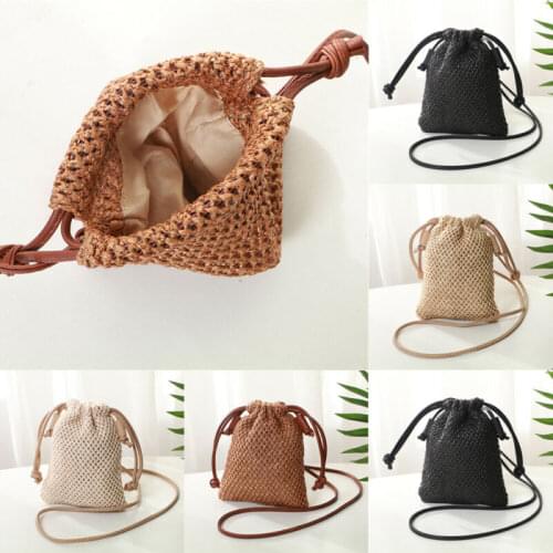 Fashion Women Handbag Ladies Straw Bag Retro Rattan Handbag Woven Summer Beach Shoulder Bags