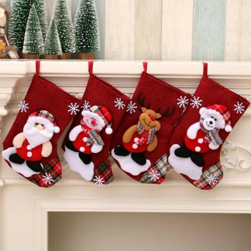 2022 New Hot Large Stockings Santa Elk Fabric Gift Socks Christmas Lovely Bag For Children Fireplace Tree Christmas Decoration