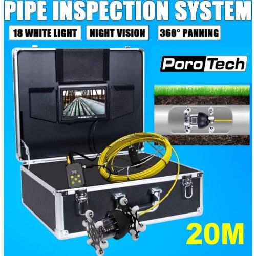WP70D 360 Degree Panning Drain Sewer Pipeline Endoscope Camera with DVR function 7 Inch Monitor 20m cable Pipe Inspection System