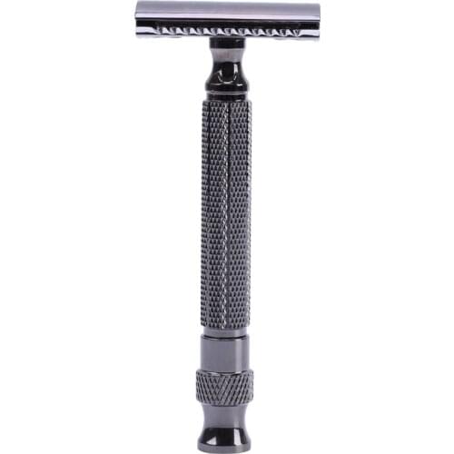 Yaqi Gunmetal Color Knurled 3pcs Safety Razor