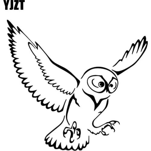 YJZT 16.5CM*15.4CM Owl Flight Pattern Car Sticker Car Door Decor Accessories Vinyl Decal Black/Silver C4-2146