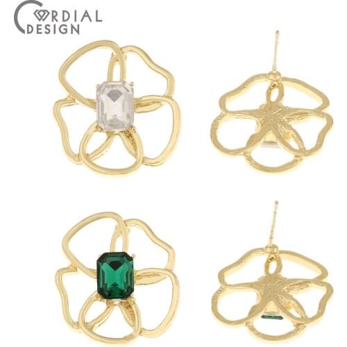 Cordial Design 50Pcs 20*23MM Jewelry Accessories/Flower Shape/Rhinestone Earrings Stud/DIY Making/Jewelry Findings & Components