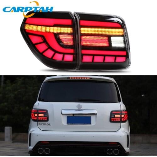 Carptah Car Styling Tail Lights Taillight For Nissan Patrol 2008 - 2018 Rear Lamp DRL + Turn Signal + Reverse + Brake LED Lights