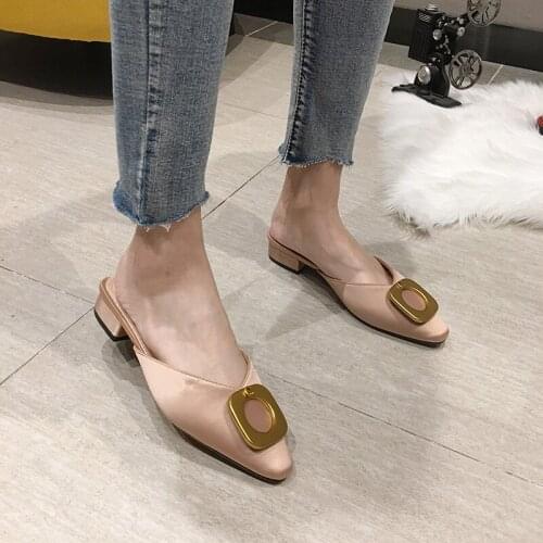 Women slippers outside spring Half drag one pedal Comfortable low comfortable skin-friendly Elegant generous dating shoes U24-98