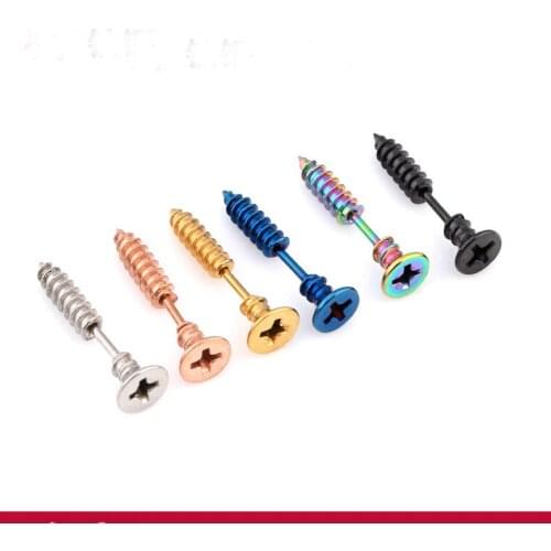 STENYA 1 pair Stud Earring Whole Screw Piercing Fashion Men & Women Unisex Stainless Steel Punk Top Quality boucle d'oreille