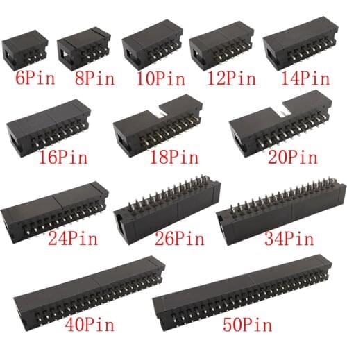 10-50Pcs DC3 6-50Pin Socket Header Connector DC3 2.54mm Pitch ISP Male Double-spaced Straight Needle 2*6-50P DC3 Header IDC JTAG