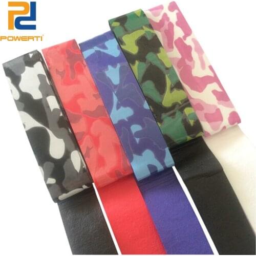 POWERTI 10pcs/lot Print Stick Sweatband Tennis Racket Grips Sweat Tacky Grip Sport Gym Badminton Racket Grips Sport Tape