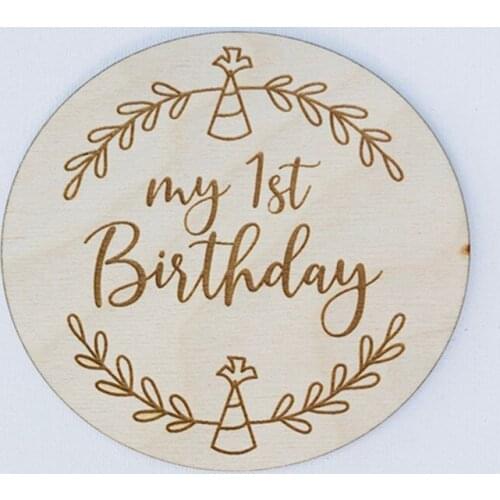 2pcs My Frist Birthday Wood Disc Card Wooden Baby Monthly Milestone Cards