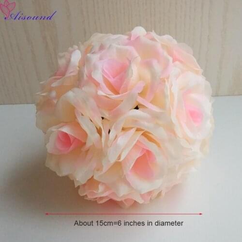 4pcs 6"Artificial Silk Flower Balls For Wedding Decoration Wedding Flowers Pomander Table Centerpiece Decor