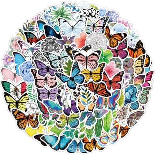 50/100pcs Mini Paper Butterfly Stickers for Laptop Skateboard Guitar Stationery Sticker DIY Fridge Car Bottle Decals Kids Toys