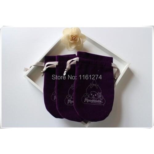 White Velvet bag customized Logo Gift Bags velvet Jewellry drawing Pouch any size