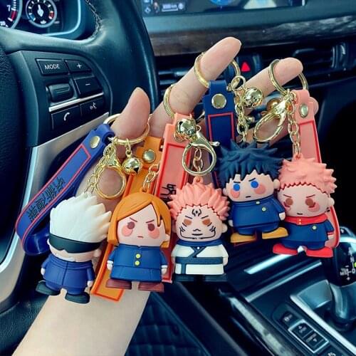 Cartoon Spell Back to Battle Keychain Dark Series Trendy Car Key Pendant Keyring Creative Backpack Key Holder Gift for Friends