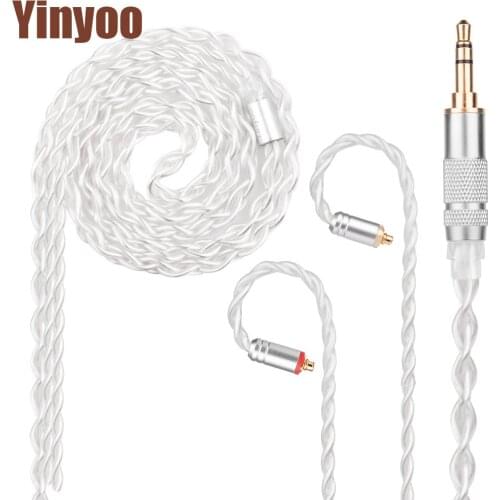 AK Yinyoo 7N 4 Core Silver Plated Single Crystal Copper Cable 2.5/3.5/4.4mm Balanced Earphone Upgrade Cable With MMCX/2Pin