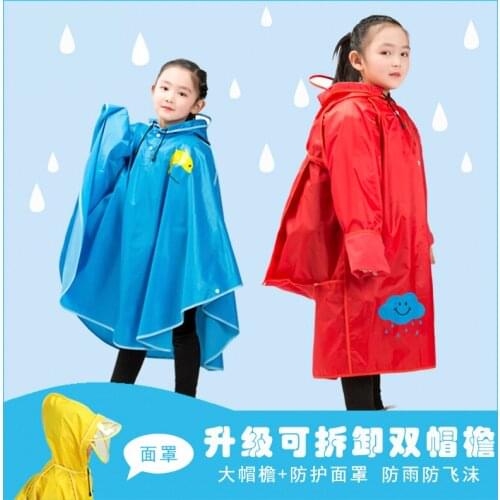 Childrens Raincoat Boys and Girls Cape Cape Baby Raincoat One-Piece Padded School Clothes Primary School Kindergarten Poncho