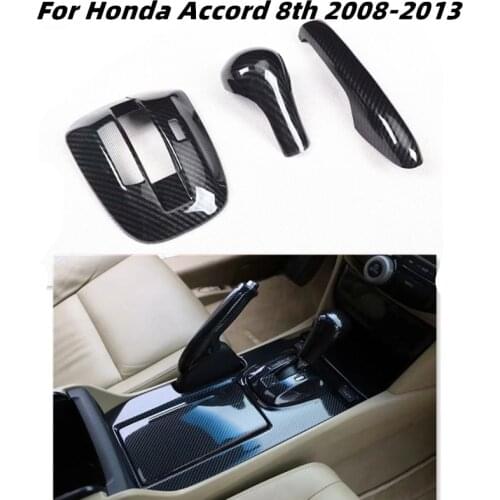 For Honda Accord 8th 2008 2009 2010 2011 2012 2013 Accessories Carbon Fiber Style Gearshift Center Console Gears Panel Stickers