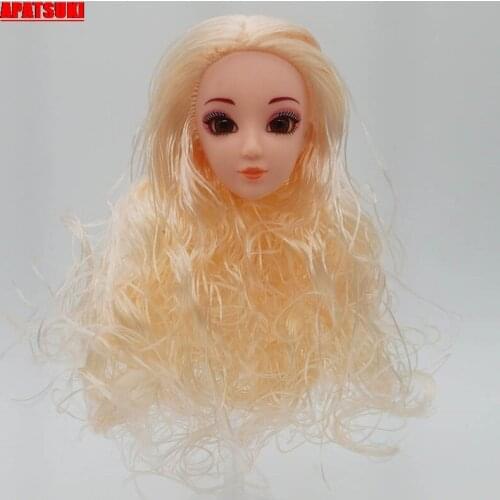 Doll Head With Golden Wavy Hair BJD SD Wigs Heads for 11.5" Doll Princess Accessories Kid Toy 1/6 Doll Heads Gift for Girls