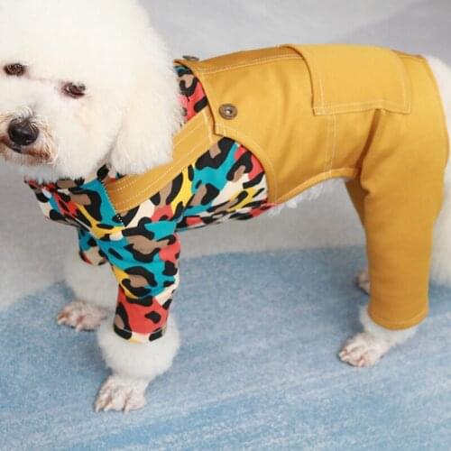 Pet Dog Jumpsuit Fake Two Pieces Overalls Dungarees 100%Cotton Puppy Clothes For Small Dogs Pajamas Long Sleeve Sweatshirt Pug