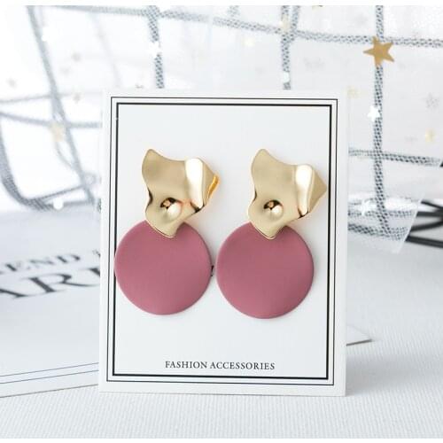 Korean fashion personality irregular metal sequins geometric earrings simple spray paint wave disc long earrings women