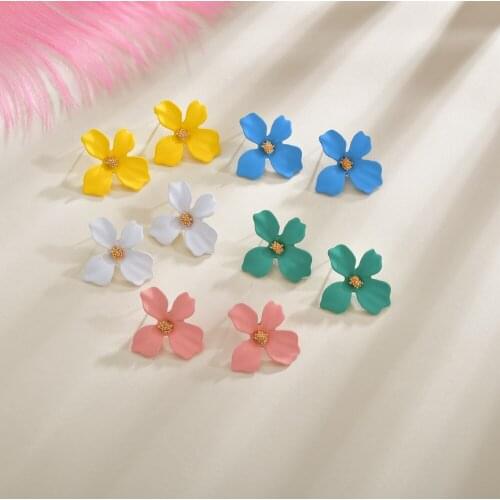 MESTILO 2021 Trendy Cute Blue Rule Geometric Small Silicone Flower Plant Stud Earrings Classic Fashion Jewelry Party Girl Gift