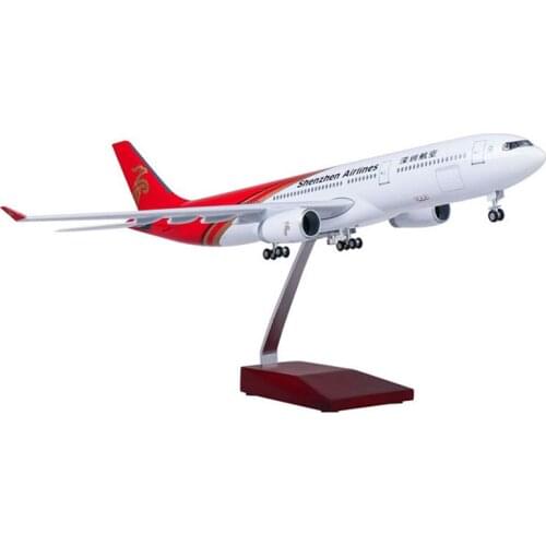 47CM Shenzhen Airlines A330 330 Airplane Model with Base Wheel Light 1:135 Resin Aircraft Plane Toy For Collection Gift Display