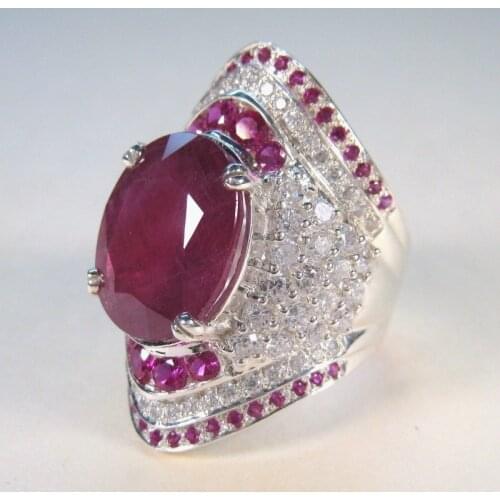 Fashon Jewelry Big Oval Cut Hot Pink Zircon Rings for Wedding Engagement Set Gifts