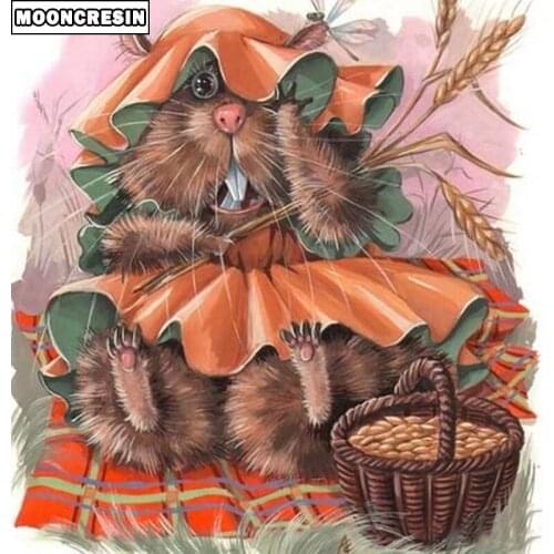 MOONCRESIN 5D Diy Diamond Painting Mouse Diamond Embroidery Full Square Needlework Diy Craft Rhinestone Mosaic Kit Decoration