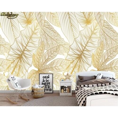 Beibehang Custom wallpaper mural golden banana leaf leaves rainforest plant living room wall papers home decor papel de parede