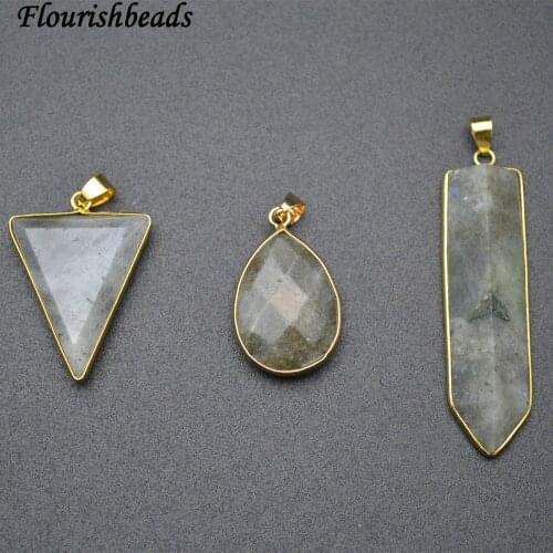 Natural Labradorite Stone Pendant (triangle / Drop / Arrow Shape Gemstone Necklace Supplies