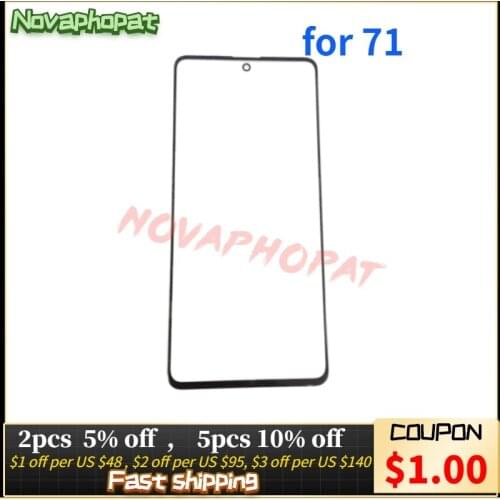 Novaphopat 20Pcs/Lot A715F Front Glass Panel For Samsung A71 Outer Glass Lens Screen Replacement (Not Touch Sensor )