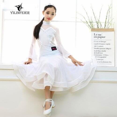 New childrens modern dress girls ballroom dancing costumes dress art performances S7005