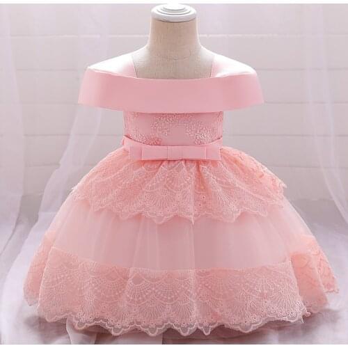 Newborn 1 2 Year Birthday Dress For Baby Girl Clothes Flower Princess Baptism Dresses Girls One Shoulder Party Gown