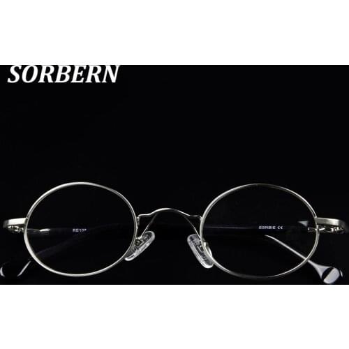 SORBERN Ultralight Glasses Frame Small Round Metal Eyeglasses Women Men Myopia Optical Frames Prescription Eyewear Vintage Style