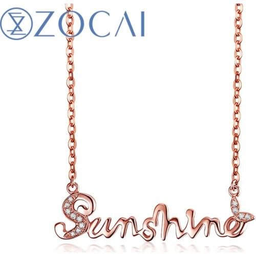 ZOCAI Necklace You are my sunshine 18K rose gold 0.03 ct diamond necklace - M size one X00527