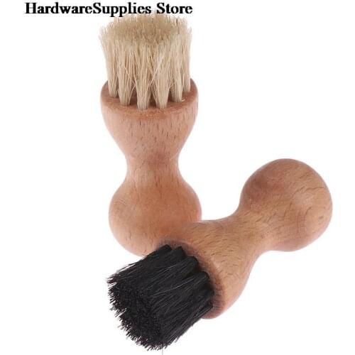 Leather Shoes Supplies Buffing Brush Portable Boot Shoes Brush Wood Handle Home Cleaning Tool 1 PC Mini Hog Bristle Brushes