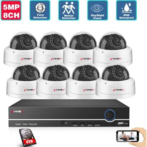 Human Face Record H.265+ 8CH POE NVR Kit 5MP POE Outdoor Camera CCTV Camera System Home Security Video Surveillance Set