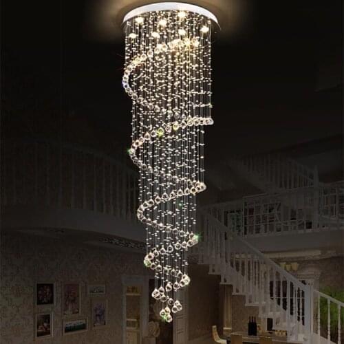 Jmmxiuz Modern Large Big Stair Long Spiral Crystal Chandelier Lighting Fixture for Staircase Rain Drop Pending Lamp +free ship