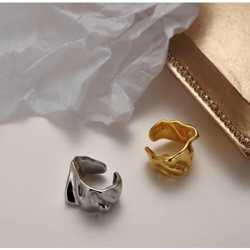 ONLY 1PC (No pierced) Authentic 925 Sterling silver concave-convex Irregular Wave Geometric Clip Earrings TLE2234